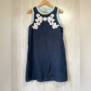 Island Shop EMBROIDERY Linen MIDI Size 8 EUC